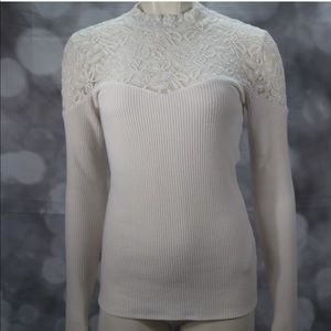 GRAY/BLACK lace top sweater